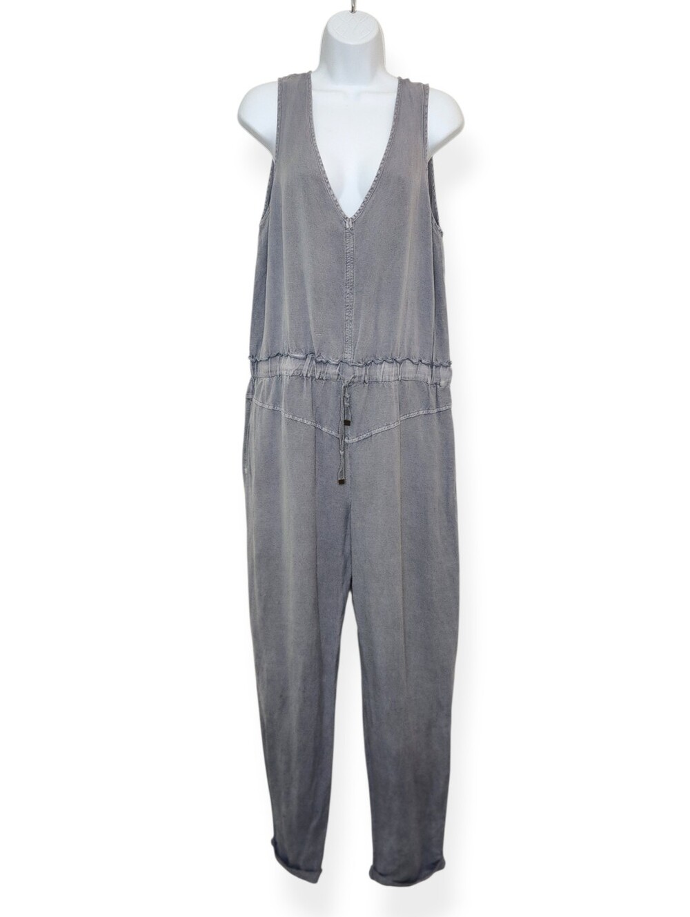 Young Fabulous & Broke Women's Gray Sleeveless V-Neck Jumpsuit Size Large